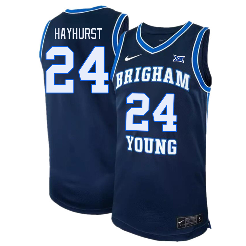BYU Cougars #24 Tanner Hayhurst Big 12 Conference College Basketball Jerseys Stitched Sale-Navy
